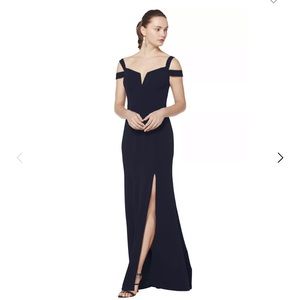 Midnight Stretch Crepe Off The Shoulder A-line Gown